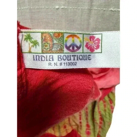 India Boutique‎ Tank Top, Women's Size Free OS Pink Red Yellow Flower Stitching - Picture 8 of 9